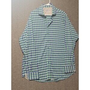 Twillory 17.5 performance fabric 36-37 traditional fit plaid green blue stretch